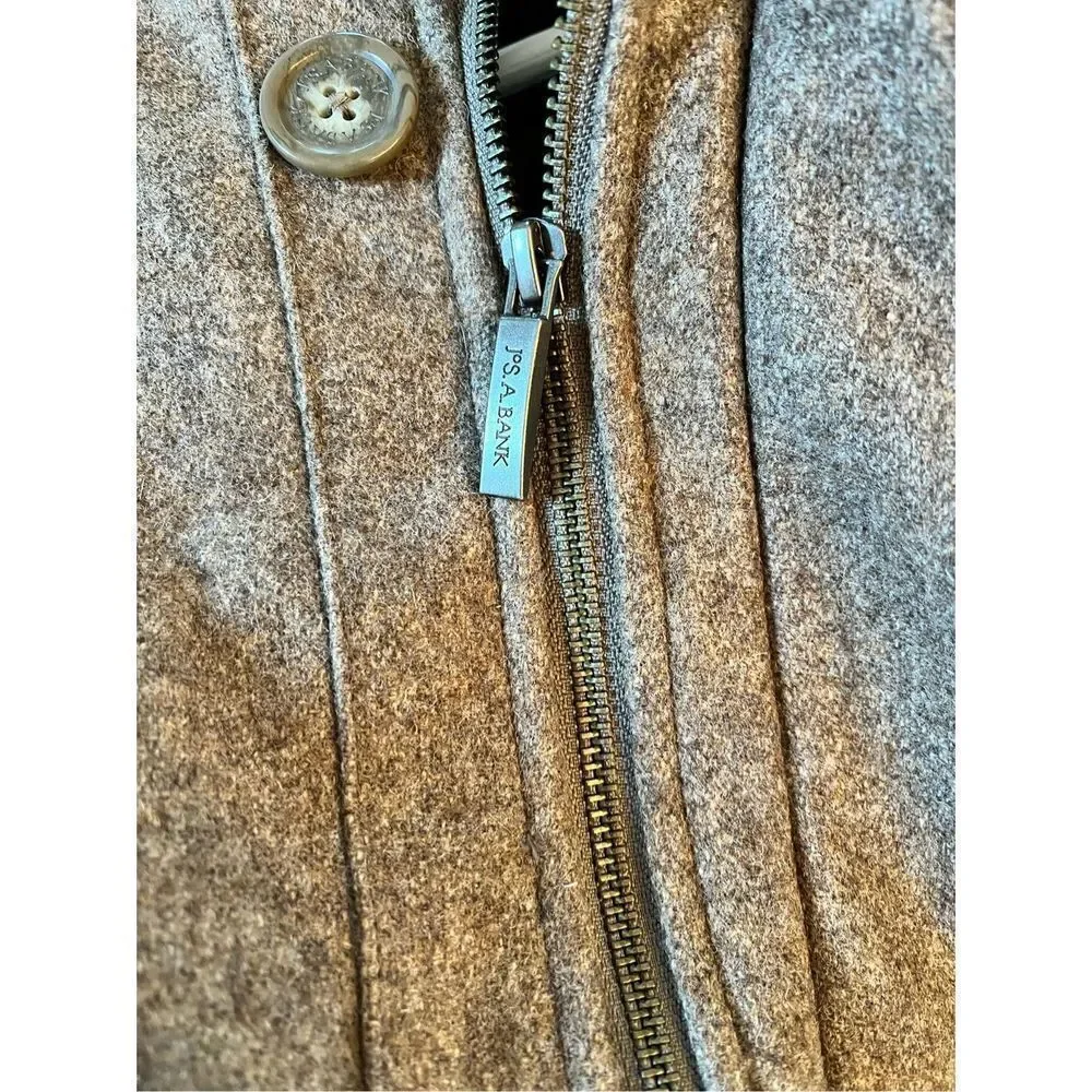 Jos. A. Bank Tan Marled Wool Blend Button Zipper Cost sz LL or 44-48” EUC